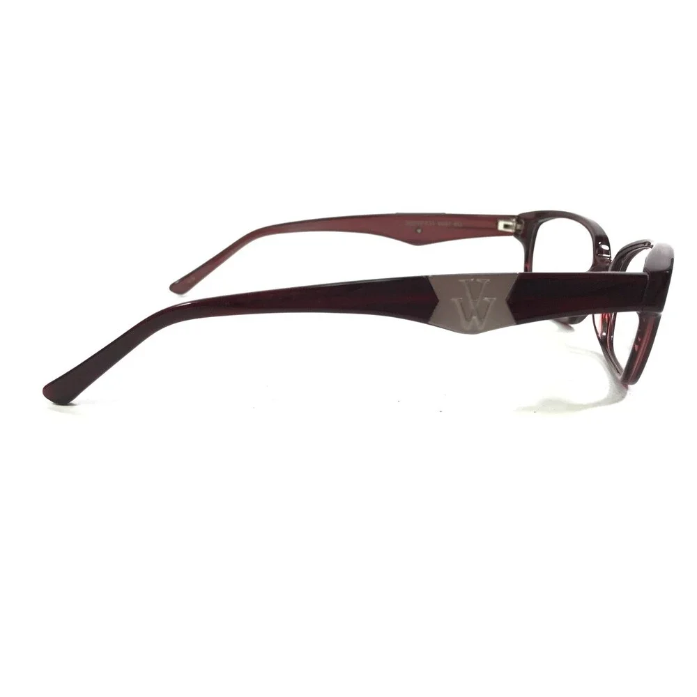 Vera Wang Eyeglasses Frames V087 BU Burgundy Red Square Horn Rim 52-17-135